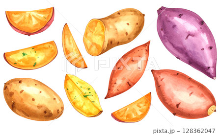 お芋のイラストセット　秋の食材シリーズ　 128362047