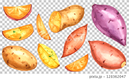 お芋のイラストセット　秋の食材シリーズ　 128362047