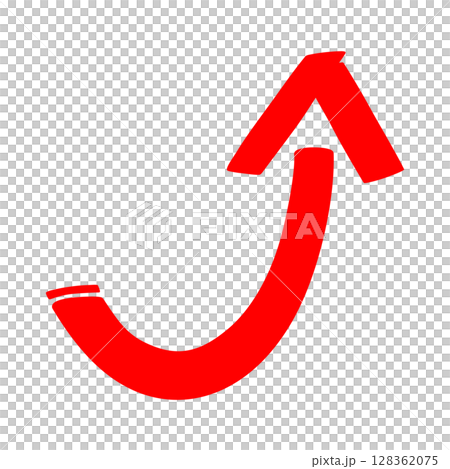 Marker-style icon of a red arrow rising to the right 128362075