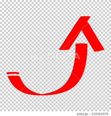 Marker-style icon of a red arrow rising to the right Marker-style icon of a red arrow rising to the right 128362076