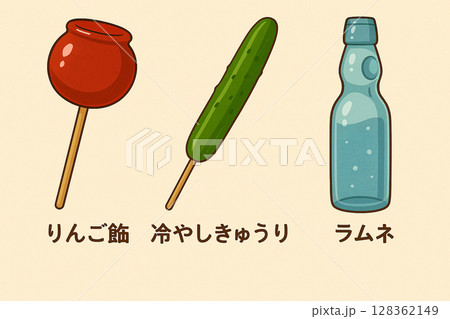 夏祭り屋台メニュー 128362149