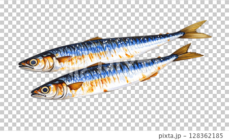 Illustration of grilled fish 128362185