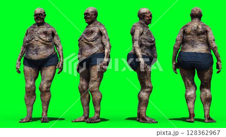 Zombie green screen . 3d rendering. 128362967