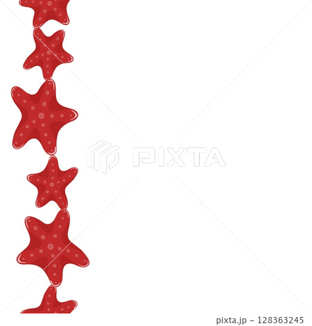 Side marine background with red starfish border 128363245