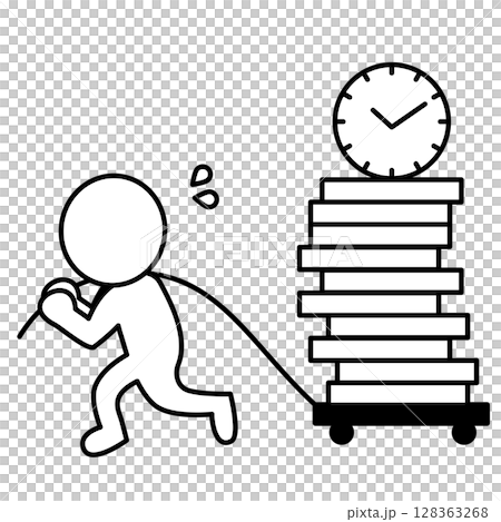 Illustration of an office worker working under time pressure Illustration of an office worker working under time pressure 128363268