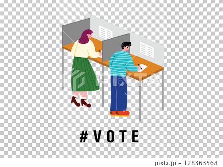 選挙の投票に行く男女 選挙の投票に行く男女 128363568