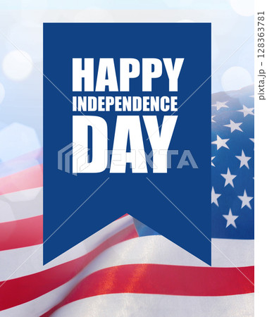 Celebration of Independence Day with festive decorations and American flags in a vibrant atmosphere Celebration of Independence Day with festive decorations and American flags in a vibrant atmosphere 128363781