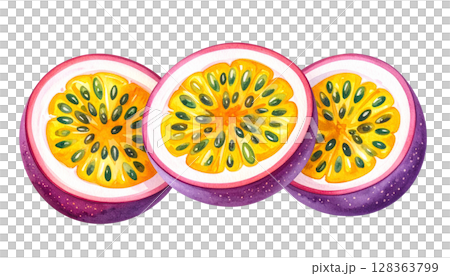 パッションフルーツの水彩イラスト 128363799