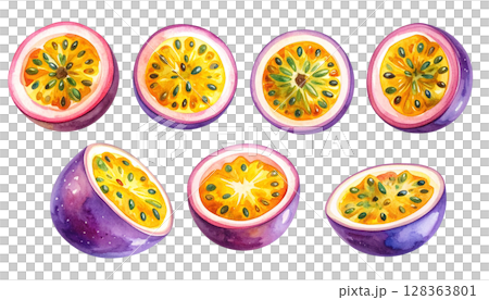 百香果水彩插圖 百香果水彩插圖 128363801