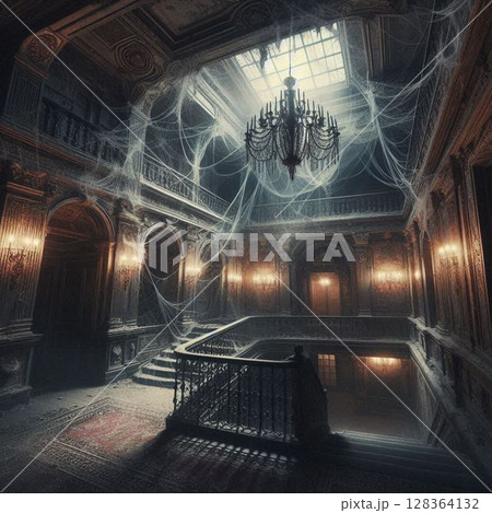 栄華な時代に建築された豪邸廃墟の内部 栄華な時代に建築された豪邸廃墟の内部 128364132