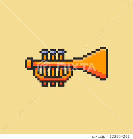 Pixel art Trumpet game asset design 128364291