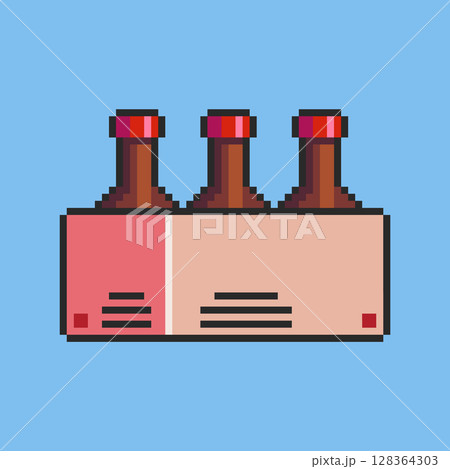 Pixel art Bottle Pack game asset design 128364303