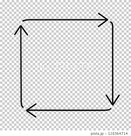Square frame illustration (monochrome, vector style) composed of hand-drawn arrows 128364714