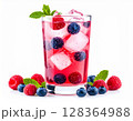 ベリーとミントを添えた炭酸ベリーソーダのビジュアル	 128364988