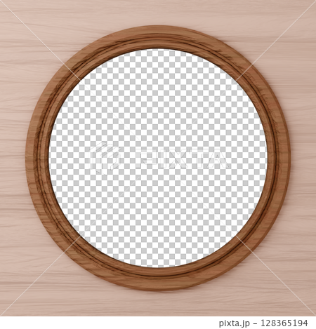 3D素材_額縁_丸_茶色 128365194