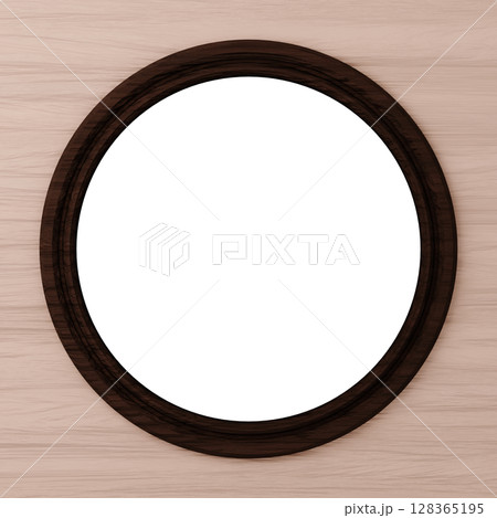 3D素材_額縁_丸_茶色 3D素材_額縁_丸_茶色 128365195