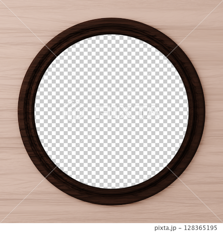 3D素材_額縁_丸_茶色 3D素材_額縁_丸_茶色 128365195