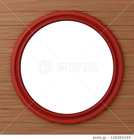 3D素材_額縁_丸_赤 3D素材_額縁_丸_赤 128365244