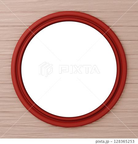 3D素材_額縁_丸_赤 3D素材_額縁_丸_赤 128365253