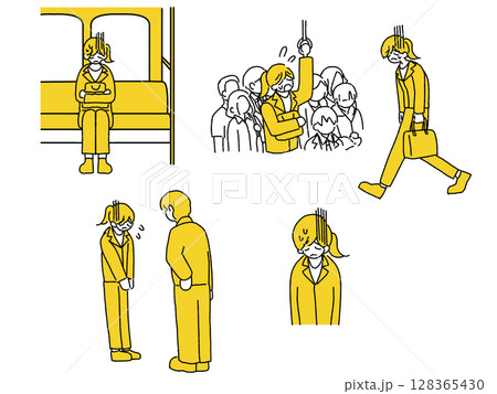 通勤や怒られて疲れている女性会社員 128365430