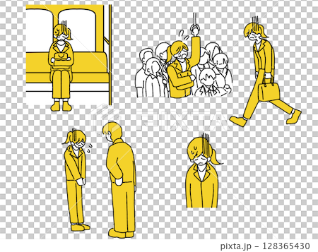 通勤や怒られて疲れている女性会社員 128365430