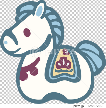 Horse, animal, clay bell, New Year 2026, New Year's card material, 2026, Year of the Horse, Horse, Japanese style, modern, cute, illustration 128365469