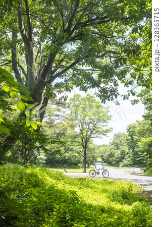 新緑・初夏のサイクリングイメージ (蒜山高原) 新緑・初夏のサイクリングイメージ (蒜山高原) 128365715