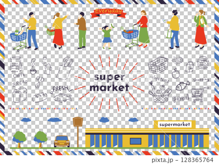 People shopping at the supermarket People shopping at the supermarket 128365764