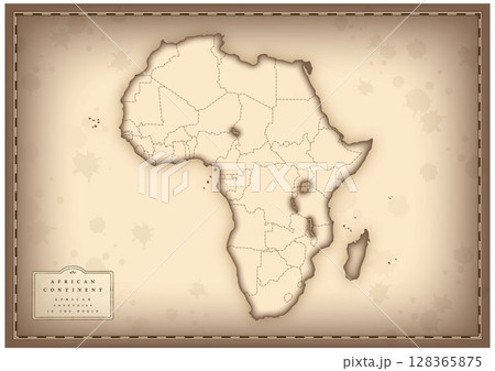 アンティーク風なアフリカの地図(英語) アンティーク風なアフリカの地図(英語) 128365875