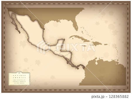 アンティーク風な中央アメリカの地図 128365882