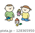 おもちゃで遊ぶ子供たち 128365950