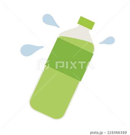 水しぶきで夏っぽいお茶のペットボトル 128366389