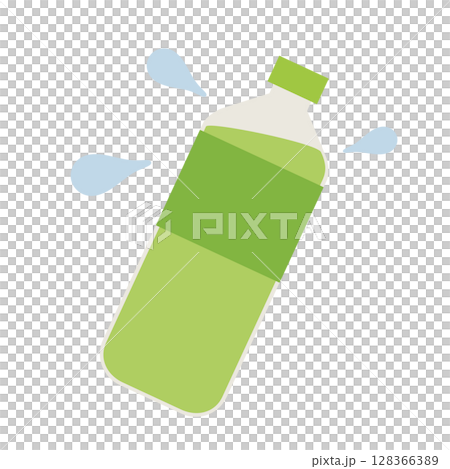 水しぶきで夏っぽいお茶のペットボトル 128366389