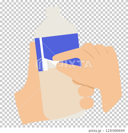 用手撕下塑膠瓶上的標籤 128366694