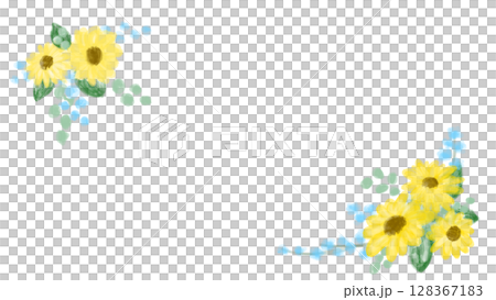 夏季可愛向日葵裝飾框架插圖 128367183