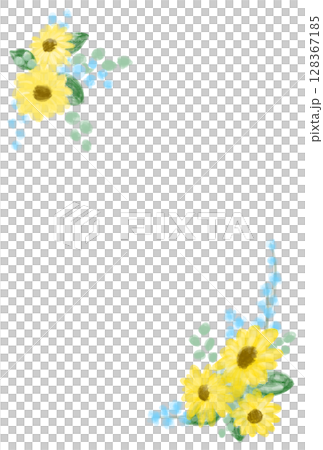 Summer cute sunflower decorative frame illustration 128367185