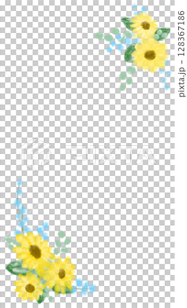 Summer cute sunflower decorative frame illustration 128367186