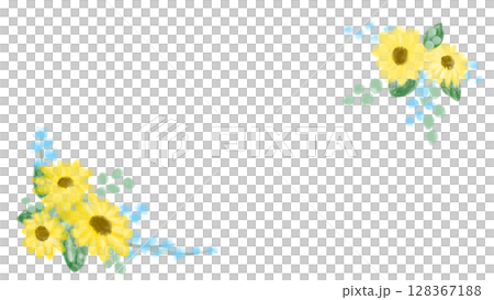 夏カワイイ・ひまわりの装飾フレーム素材イラスト 夏カワイイ・ひまわりの装飾フレーム素材イラスト 128367188