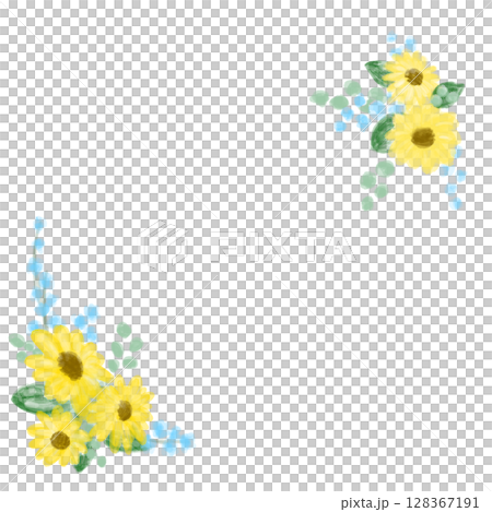 Summer cute sunflower decorative frame illustration 128367191