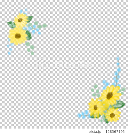 夏季可愛向日葵裝飾框架插圖 夏季可愛向日葵裝飾框架插圖 128367193