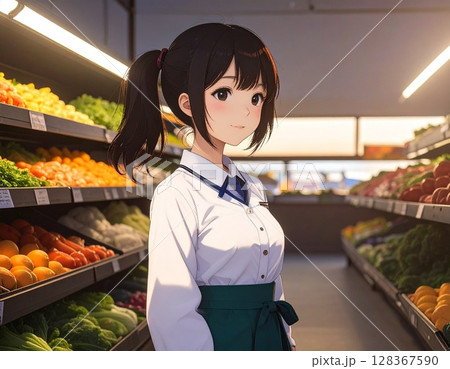 スーパーの女性従業員 128367590
