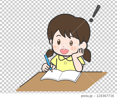 勉強に悩む女の子、ひらめく 128367716