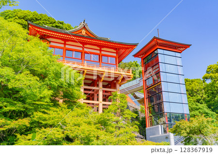 (佐賀県)祐徳稲荷神社 庭園から見上げる御本殿舞台 (佐賀県)祐徳稲荷神社 庭園から見上げる御本殿舞台 128367919