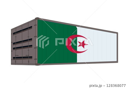 Algeria national flag with shipping container Algeria national flag with shipping container 128368077
