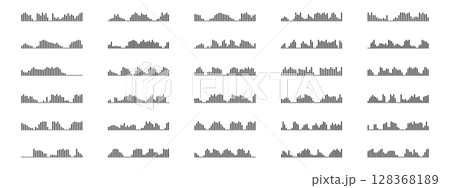 Sound wave visualization. Vector elements for music player, podcasts, mobile voice message, streaming. Sound wave visualization. Vector elements for music player, podcasts, mobile voice message, streaming. 128368189