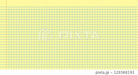 Yellow notebook sheet with grid and ruled line designs. Checkered legal pad paper for school and office use. Yellow notebook sheet with grid and ruled line designs. Checkered legal pad paper for school and office use. 128368191