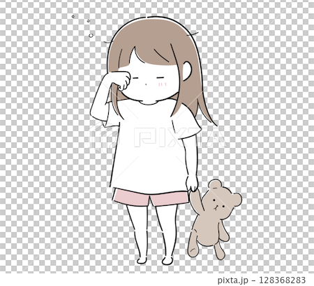 Sleepy little girl (stuffed toy) 128368283