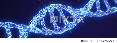Human dna .Glowing neon DNA chain.Biotechnology, biochemistry, genetics and medicine concept. illustration . 128369557