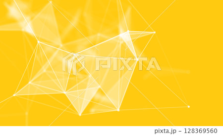 Abstract yellow background.Technological background from polygons and lines.Molecule structure and communication. illustration 128369560