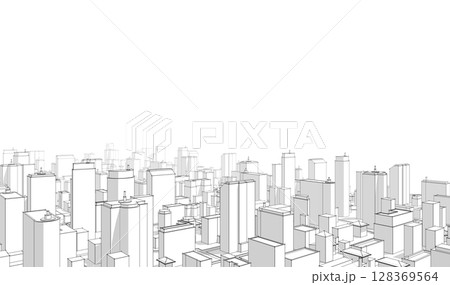 Architectural sketch.City skyscrapers .Big cities cityscapes and buildings .Illustration . Architectural sketch.City skyscrapers .Big cities cityscapes and buildings .Illustration . 128369564